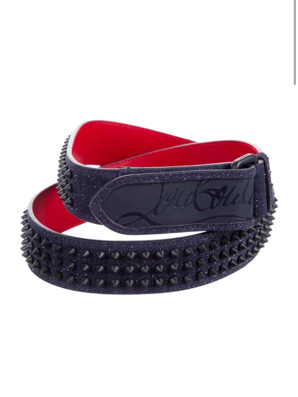 Christian Louboutin Navy Spike Belt with Red Interior